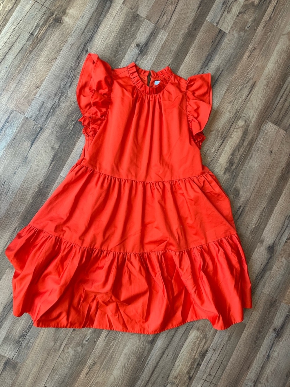 ANTONIO MELANI Red Tiered Ruffle-Sleeve Casual Dress